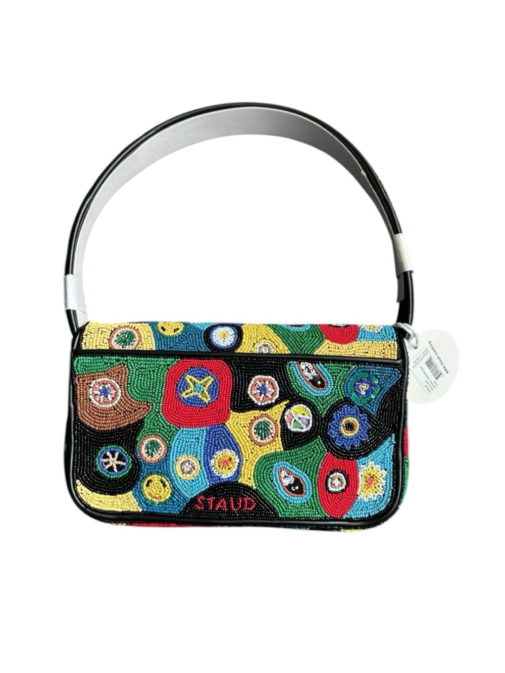 STAUD Tommy Bag Millefiore Black Multicolor Beaded Shoulder Bag NWT - Picture 5 of 6